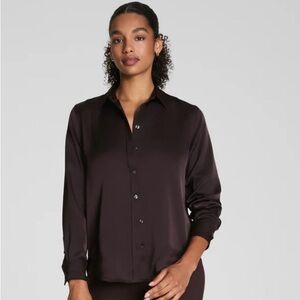 SPANX® Silky Smooth Button Down 
NWT color Truffle
